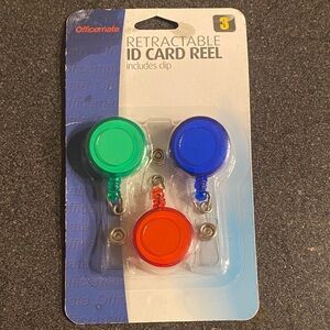Retractable ID Card Reels - Green, Blue, Orange (3-Pack)